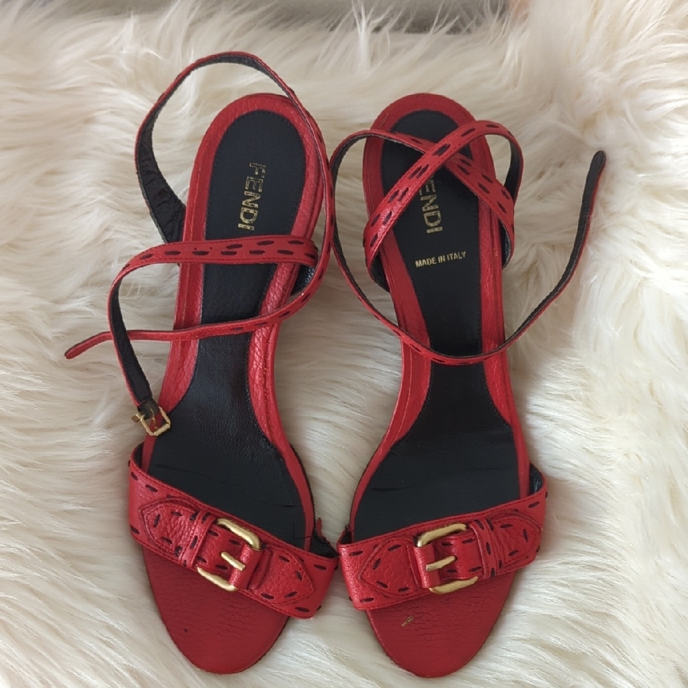 Fendi Red Strappy Heels